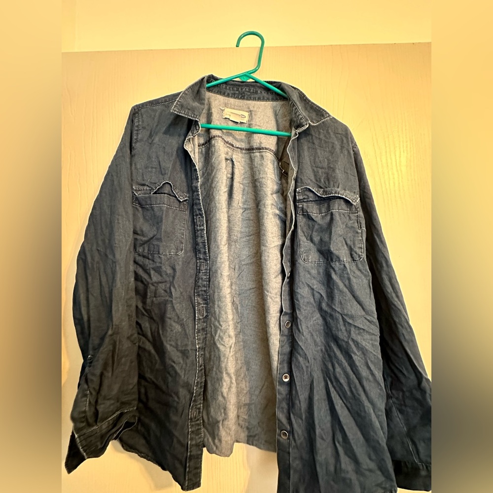 Old Navy dark denim long sleeve shirt